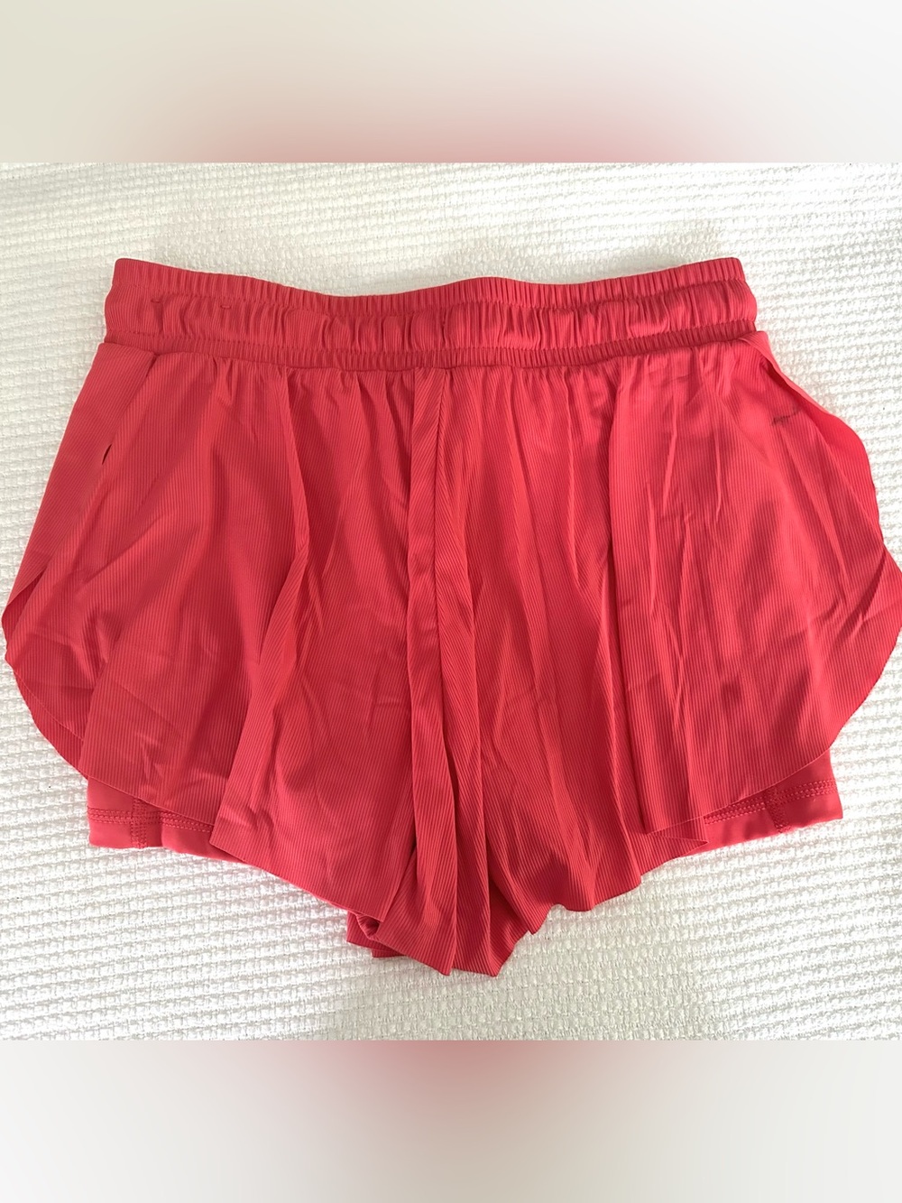 Coral Ribbed Drawstring Shorts - Picture 3 of 4